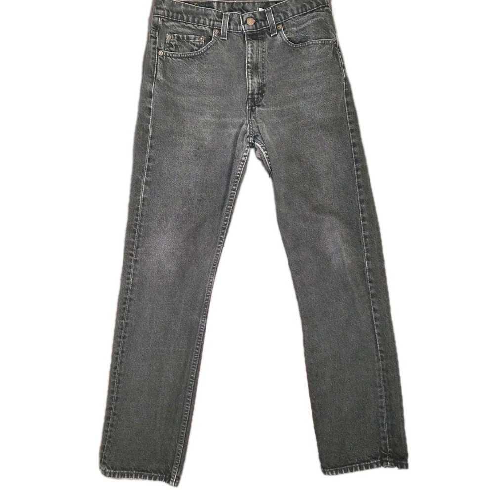 Vintage LEVI'S Black 505 Jeans Straight Leg Red Batwing USA Made 90s 32 X 32
